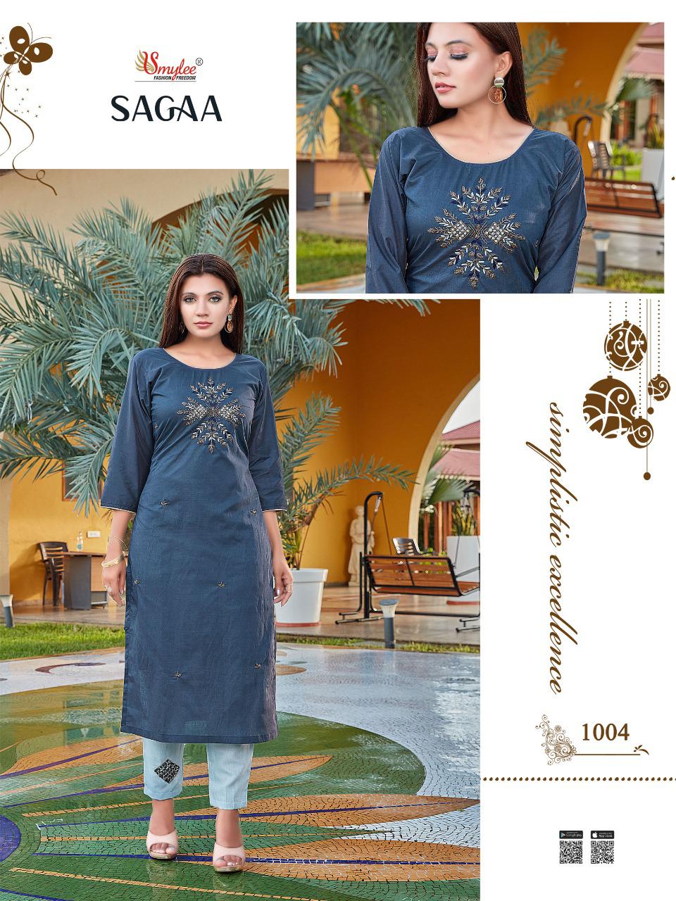 Smylee Sagaa Designer Ethnic Wear Designer Kurti With Bottom Collection